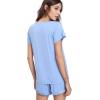 GYS Womens Pajama Sets, Short Sleeve Soft Sleepwear Tops and Shorts Pjs, Bamboo Viscose Loungewear(Sky Blue)