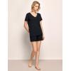 GYS Womens Pajama Sets, Short Sleeve Soft Sleepwear Tops and Shorts Pjs, Bamboo Viscose Loungewear(V-neck Black)