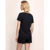 GYS Womens Pajama Sets, Short Sleeve Soft Sleepwear Tops and Shorts Pjs, Bamboo Viscose Loungewear(V-neck Black)