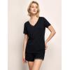 GYS Womens Pajama Sets, Short Sleeve Soft Sleepwear Tops and Shorts Pjs, Bamboo Viscose Loungewear(V-neck Black)