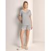 GYS Womens Pajama Sets, Short Sleeve Soft Sleepwear Tops and Shorts Pjs, Bamboo Viscose Loungewear(V-neck Light Grey)