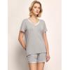 GYS Womens Pajama Sets, Short Sleeve Soft Sleepwear Tops and Shorts Pjs, Bamboo Viscose Loungewear(V-neck Light Grey)