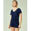 GYS Womens Pajama Sets, Short Sleeve Soft Sleepwear Tops and Shorts Pjs, Bamboo Viscose Loungewear(V-neck Navy Blue)