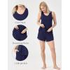 GYS Women’s Pajama Sets Tank Top and Shorts 2-Piece Sleeveless Sleep Set, Viscose from Bamboo(Navy)