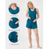 GYS Women’s Pajama Sets Tank Top and Shorts 2-Piece Sleeveless Sleep Set, Viscose from Bamboo(Teal Blue)
