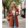 LazyCozy Women’s Lightweight Long Sleeve Draped Cardigan Slouchy Open Front Cover Up Stretch Jersey Sweater(Brick Red)