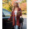 LazyCozy Women’s Lightweight Long Sleeve Draped Cardigan Slouchy Open Front Cover Up Stretch Jersey Sweater(Brick Red)