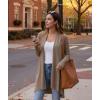 LazyCozy Women’s Lightweight Long Sleeve Draped Cardigan Slouchy Open Front Cover Up Stretch Jersey Sweater(Camel)