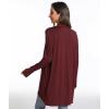 LazyCozy Women’s Lightweight Long Sleeve Draped Cardigan Slouchy Open Front Cover Up Stretch Jersey Sweater(Ficus Red)