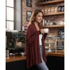 LazyCozy Women’s Lightweight Long Sleeve Draped Cardigan Slouchy Open Front Cover Up Stretch Jersey Sweater(Ficus Red)