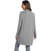 LazyCozy Women’s Lightweight Long Sleeve Draped Cardigan Slouchy Open Front Cover Up Stretch Jersey Sweater(Heather Grey)