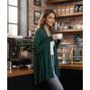 LazyCozy Women’s Lightweight Long Sleeve Draped Cardigan Slouchy Open Front Cover Up Stretch Jersey Sweater(Peacock Green)
