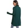 LazyCozy Women’s Lightweight Long Sleeve Draped Cardigan Slouchy Open Front Cover Up Stretch Jersey Sweater(Peacock Green)
