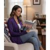LazyCozy Women’s Lightweight Long Sleeve Draped Cardigan Slouchy Open Front Cover Up Stretch Jersey Sweater(Purple)