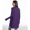 LazyCozy Women’s Lightweight Long Sleeve Draped Cardigan Slouchy Open Front Cover Up Stretch Jersey Sweater(Purple)