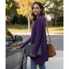 LazyCozy Women’s Lightweight Long Sleeve Draped Cardigan Slouchy Open Front Cover Up Stretch Jersey Sweater(Purple)