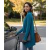 LazyCozy Women’s Lightweight Long Sleeve Draped Cardigan Slouchy Open Front Cover Up Stretch Jersey Sweater(Teal Blue)
