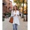 LazyCozy Women’s Lightweight Long Sleeve Draped Cardigan Slouchy Open Front Cover Up Stretch Jersey Sweater(White)