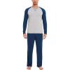 GYS Bamboo Viscose Men’s Pajama Sets Long Sleeve 2 Piece Lounge Set with Pockets(Deep Blue)