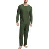 GYS Bamboo Viscose Men’s Pajama Sets Long Sleeve Crew Neck Lounge Set with Pockets(Army Green)
