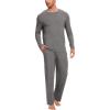 GYS Bamboo Viscose Men’s Pajama Sets Long Sleeve Crew Neck Lounge Set with Pockets(Dark Heather Grey)