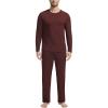 GYS Bamboo Viscose Men’s Pajama Sets Long Sleeve Crew Neck Lounge Set with Pockets(Ficus Red)