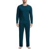 GYS Bamboo Viscose Men’s Pajama Sets Long Sleeve Crew Neck Lounge Set with Pockets(Indigo)