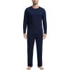 GYS Bamboo Viscose Men’s Pajama Sets Long Sleeve Crew Neck Lounge Set with Pockets(Navy)