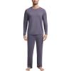 GYS Bamboo Viscose Men’s Pajama Sets Long Sleeve Crew Neck Lounge Set with Pockets(Reddish Grey)