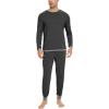 GYS Bamboo Viscose Men’s Pajama Sets Soft Long Sleeve Lounge Set with Pockets(Black Melange)