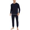GYS Bamboo Viscose Men’s Pajama Sets Soft Long Sleeve Lounge Set with Pockets(Navy)