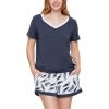 GYS Bamboo Viscose Pajamas for Women Set, Soft Short Sleeve Top and Shorts Sleepwear, Comfy Lightweight Lounge Pajama Set(Midnight Blue)