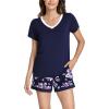 GYS Bamboo Viscose Pajamas for Women Set, Soft Short Sleeve Top and Shorts Sleepwear, Comfy Lightweight Lounge Pajama Set(Purple Floral)