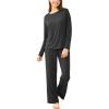 GYS Bamboo Viscose Women’s Pajama Sets Crew Neck Long Sleeve Sleepwear(Black)