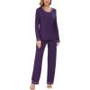 GYS Women’s Bamboo Viscose Pajamas Set Long Sleeve Crew Neck Sleepwear Super Soft Pjs Lounge Sets(Purple)