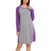 GYS Womens Long Sleeve Nightgowns Viscose from bamboo Sleepwear Soft Christmas Pajama Dress(Heather Grey/Lilac)
