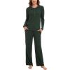 GYS Women’s Long Sleeve Pajama Sets Soft Breathable Fabric Nursing-Friendly Buttons Cool-Touch Bamboo Viscose​(Deep Green)
