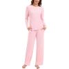 GYS Women’s Long Sleeve Pajama Sets Soft Breathable Fabric Nursing-Friendly Buttons Cool-Touch Bamboo Viscose​(Pink)