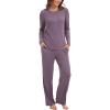 GYS Women’s Long Sleeve Pajama Sets Soft Breathable Fabric Nursing-Friendly Buttons Cool-Touch Bamboo Viscose​(Purplish Grey)