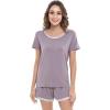 GYS Womens Pajama Sets, Short Sleeve Soft Sleepwear Tops and Shorts Pjs, Bamboo Viscose Loungewear(Purplish Grey Silver)