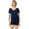 GYS Womens Pajama Sets, Short Sleeve Soft Sleepwear Tops and Shorts Pjs, Bamboo Viscose Loungewear(V-neck Navy Blue)