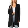 LazyCozy Women’s Lightweight Long Sleeve Draped Cardigan Slouchy Open Front Cover Up Stretch Jersey Sweater(Black)