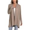 LazyCozy Women’s Lightweight Long Sleeve Draped Cardigan Slouchy Open Front Cover Up Stretch Jersey Sweater(Camel)