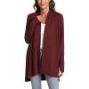 LazyCozy Women’s Lightweight Long Sleeve Draped Cardigan Slouchy Open Front Cover Up Stretch Jersey Sweater(Ficus Red)