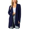 LazyCozy Women’s Lightweight Long Sleeve Draped Cardigan Slouchy Open Front Cover Up Stretch Jersey Sweater(Navy)