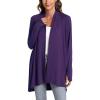 LazyCozy Women’s Lightweight Long Sleeve Draped Cardigan Slouchy Open Front Cover Up Stretch Jersey Sweater(Purple)
