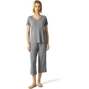 GYS Bamboo Viscose Women Pajama Sets Short Sleeve Top and Capri Pants 2 Piece Casual Lounge Sets(Heather Grey)