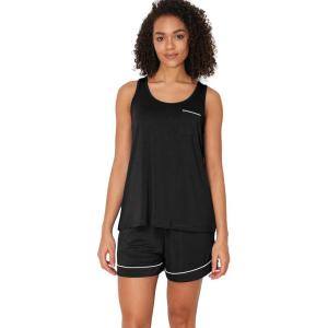 GYS Bamboo Viscose Women Pajama Sets Sleeveless Tank Top with Shorts Summer Lounge Sets(Black)