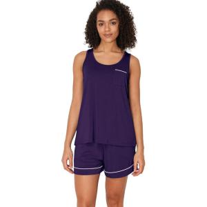 GYS Bamboo Viscose Women Pajama Sets Sleeveless Tank Top with Shorts Summer Lounge Sets(Deep Purple)