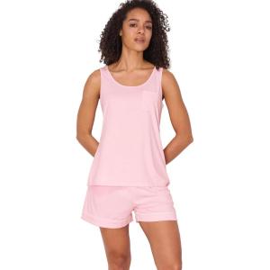 GYS Bamboo Viscose Women Pajama Sets Sleeveless Tank Top with Shorts Summer Lounge Sets(Pink)
